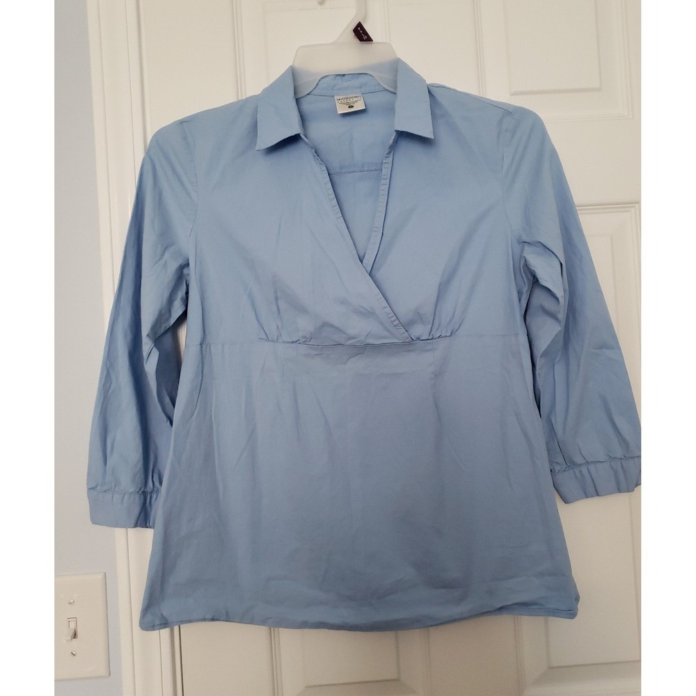 Motherhood Maternity Light Blue Wrap-Front Maternity Blouse
